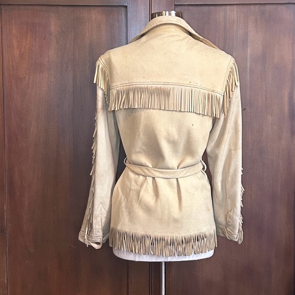 40s 50s Natural Tanned Deerskin Fringe Jacket S - Picture 2 of 14
